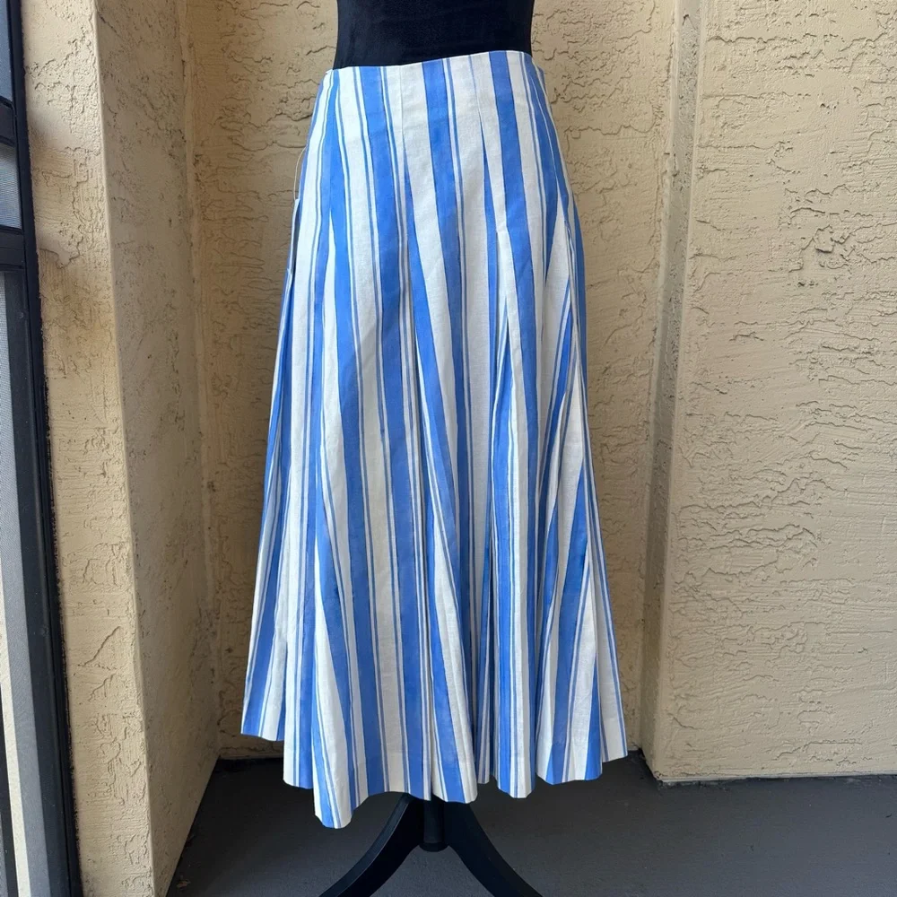 Mestiza New York Seville Midi Skirt Sz 12 Santorini Stripe Linen Blend NWT - Picture 4 of 12